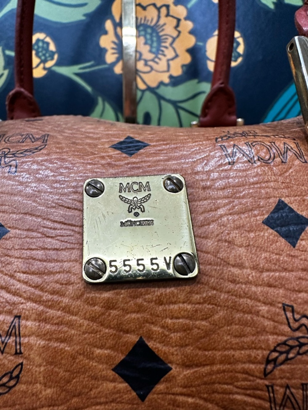 Vintage MCM München Boston Bag Cognac Visetos Satchel German Era Top Handle - Picture 10 of 14